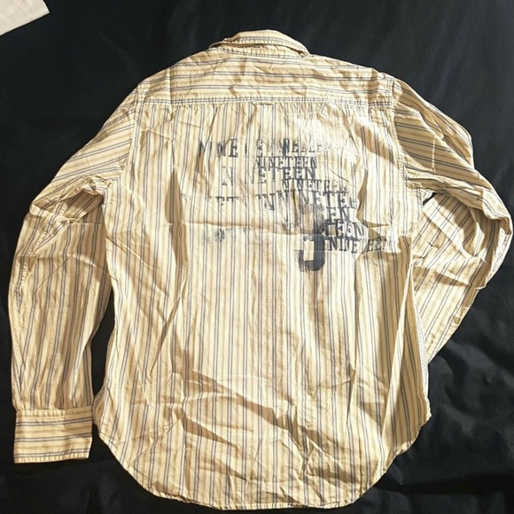 NWOT GUESS Men's Casual Striped Button Up Shirt with Eagle Print - Large - Picture 3 of 9